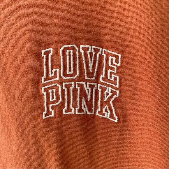 PINK Victoria's Secret Oversized Tee Shirt Orange Sz XS - Picture 4 of 10